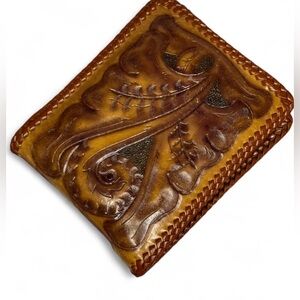 Vintage Mexican Hand Tooled Leather Wallet - Women’s / Men’s Card Holder Wallet